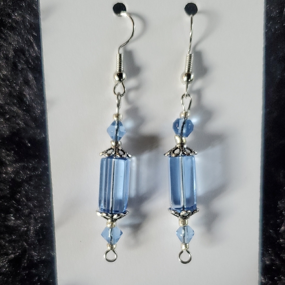 Elegant Silver and Blue Dangle Earrings
